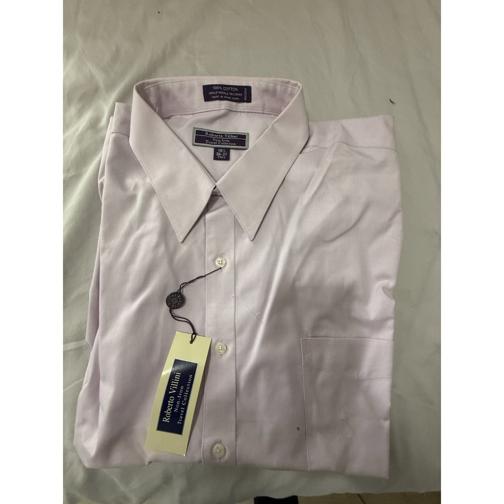 Roberto Villini Dress Shirt Men's XXL 18.5 36/37 Lavender Non-Iron Monogram NWT